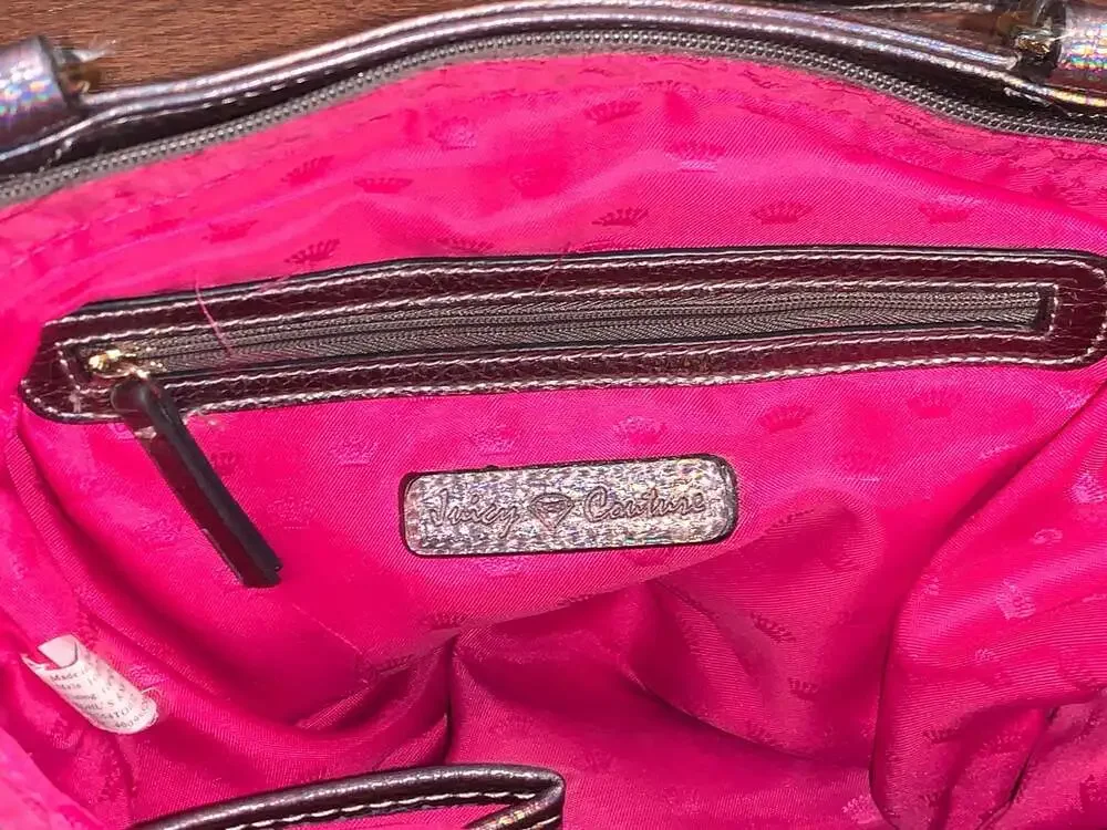 Juicy Couture Holographic Metallic Satchel Bag Y2K Rainbow Handbag‎